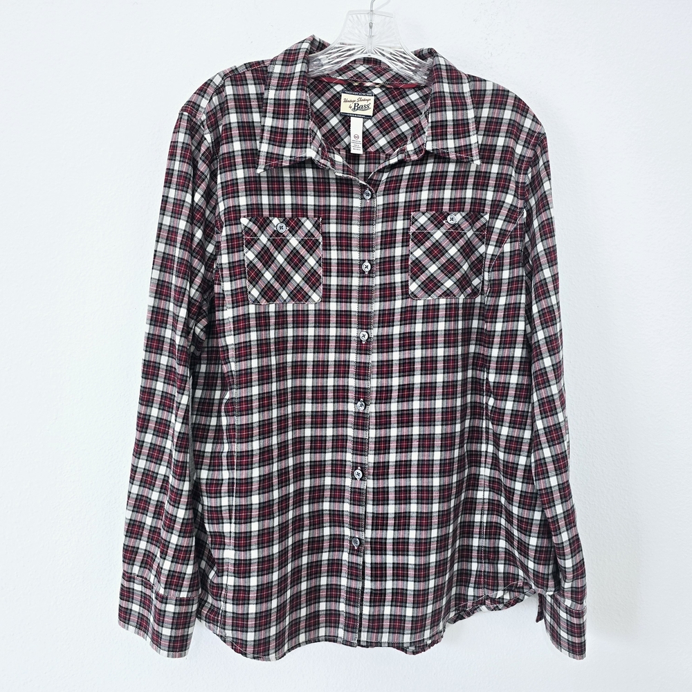 Bass Tartan Plaid Button Down Shirt Women's XXL